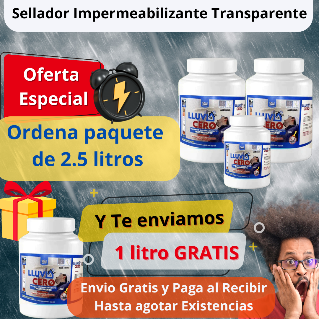 Sellador Impermeabilizante Transparente Lluvia Cero - Diferentes presentaciones y paquetes