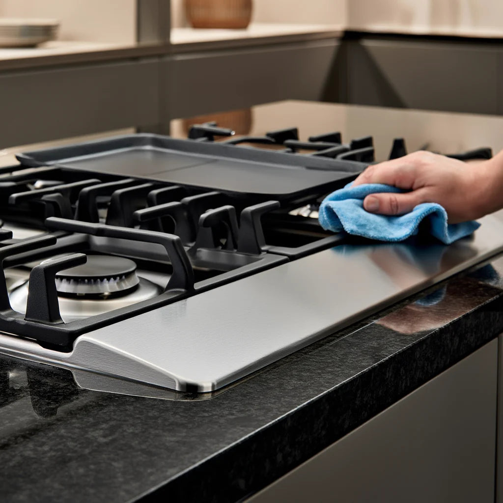 Estufa empotrable de acero inoxidable con 5 quemadores y comal