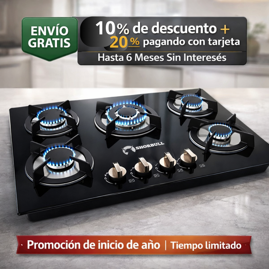 Despídete del Cochambre: Parrilla de Vidrio Templado de 5 Quemadores