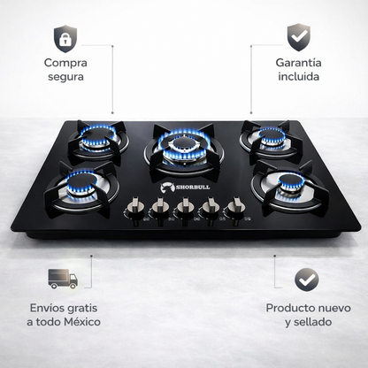 Despídete del Cochambre: Parrilla de Vidrio Templado de 5 Quemadores