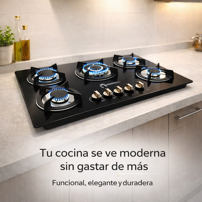 Despídete del Cochambre: Parrilla de Vidrio Templado de 5 Quemadores