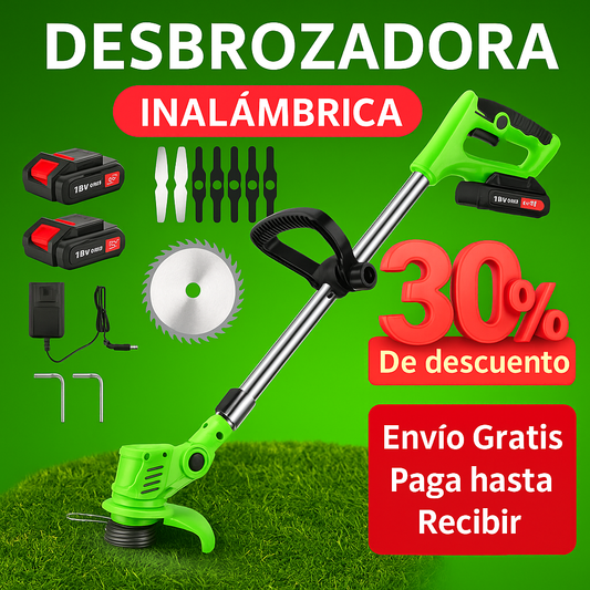 CORTADORA DE CÉSPED Y DESBROZADORA INALÁMBRICA CON 2 BATERÍAS
