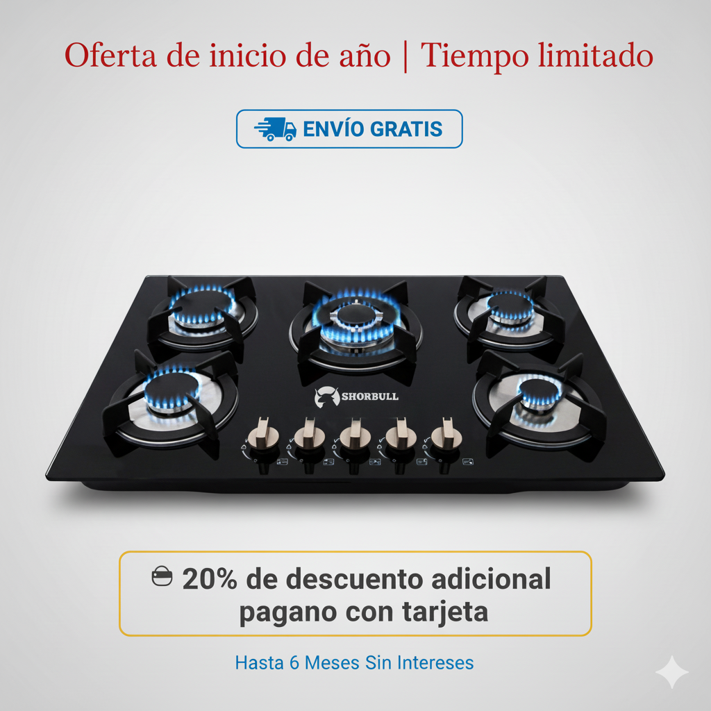 Despídete del Cochambre: Parrilla de Vidrio Templado de 5 Quemadores