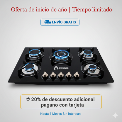 Despídete del Cochambre: Parrilla de Vidrio Templado de 5 Quemadores