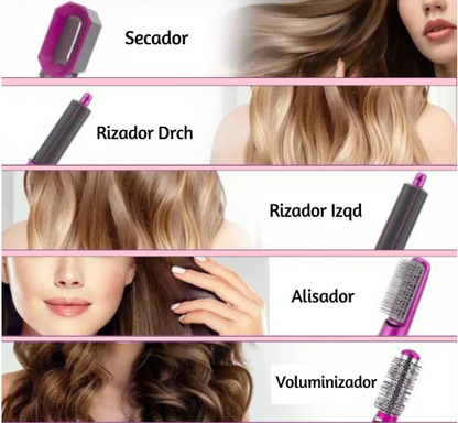 Rizadora 5 En 1 Cepillo Secador De Pelo