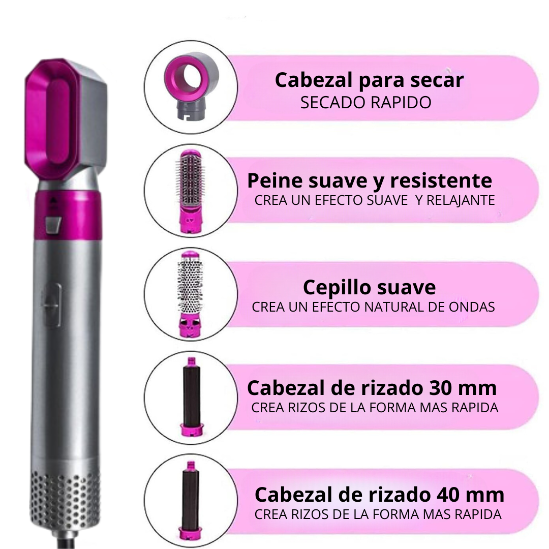 Rizadora 5 En 1 Cepillo Secador De Pelo