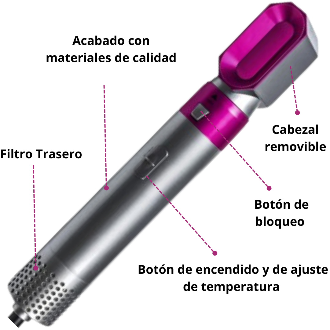 Rizadora 5 En 1 Cepillo Secador De Pelo