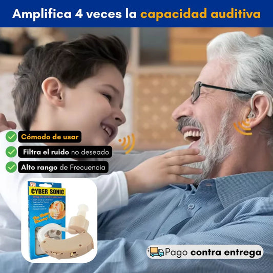Amplificador auditivo CYBER SONIC + eBook digital "Guía práctica para vivir plenamente con pérdida auditiva”